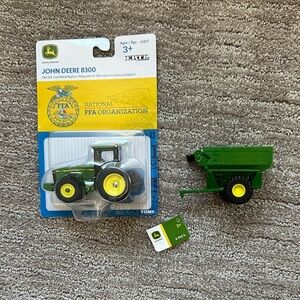 John Deere Green Toy Tractor with Green Wagon and Yellow Wheels